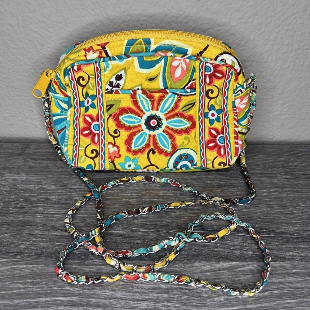Vera Bradley Provençal Small 7" Crossbody Purse Floral Zip Chain Strap Bag